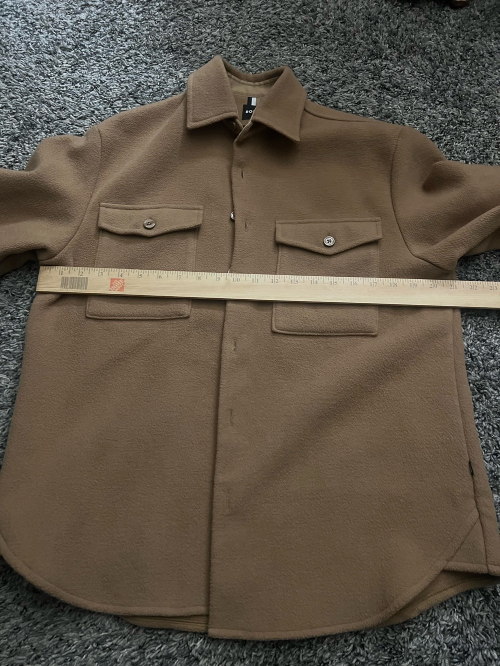 BOSS Men's Camel/Tan Wool Jacket with Chest Pockets - Picture 3 of 9